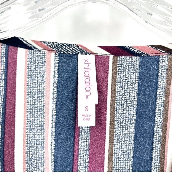 Xhilaration Women's Purple Striped Long Sleeve V-Neck Wrap Dress - Picture 6 of 10